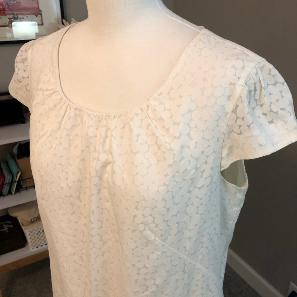 GAP Ivory Patterned Ruffle Hem Shift Dress - Picture 2 of 8